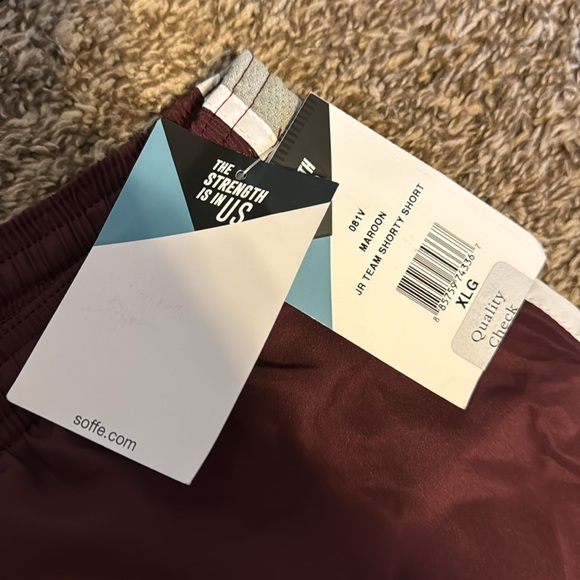 SOFFE Maroon grey white JR Team Shorty Short athletic sports shorts - Picture 2 of 5